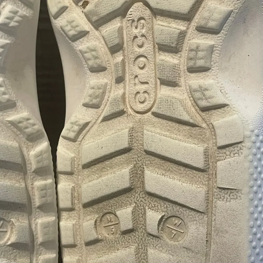 CROCS Classic Lined Clogs White With Gray Liner Size M/5 W/7 - Picture 11 of 11